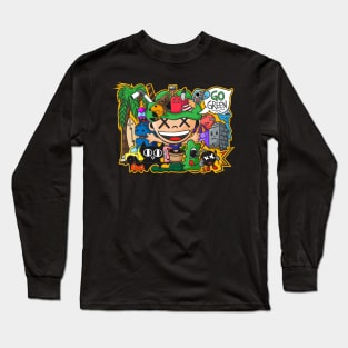 go green doodle art Long Sleeve T-Shirt